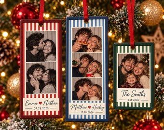Personalized Two-Layer Wooden Ornament: Photo Strip Custom Images Christmas Tree Decor