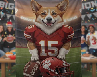 Manta polar personalizada de fútbol para mascotas, retrato de perro personalizado, decoración de estadio