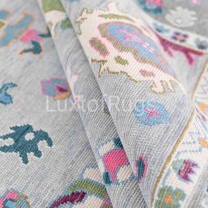 Grey Pink Blue Oushak area rug for living room bedroom hall custom oushak rug 8x10 9x12 large area rug Turkish oushak colorful oushak rug