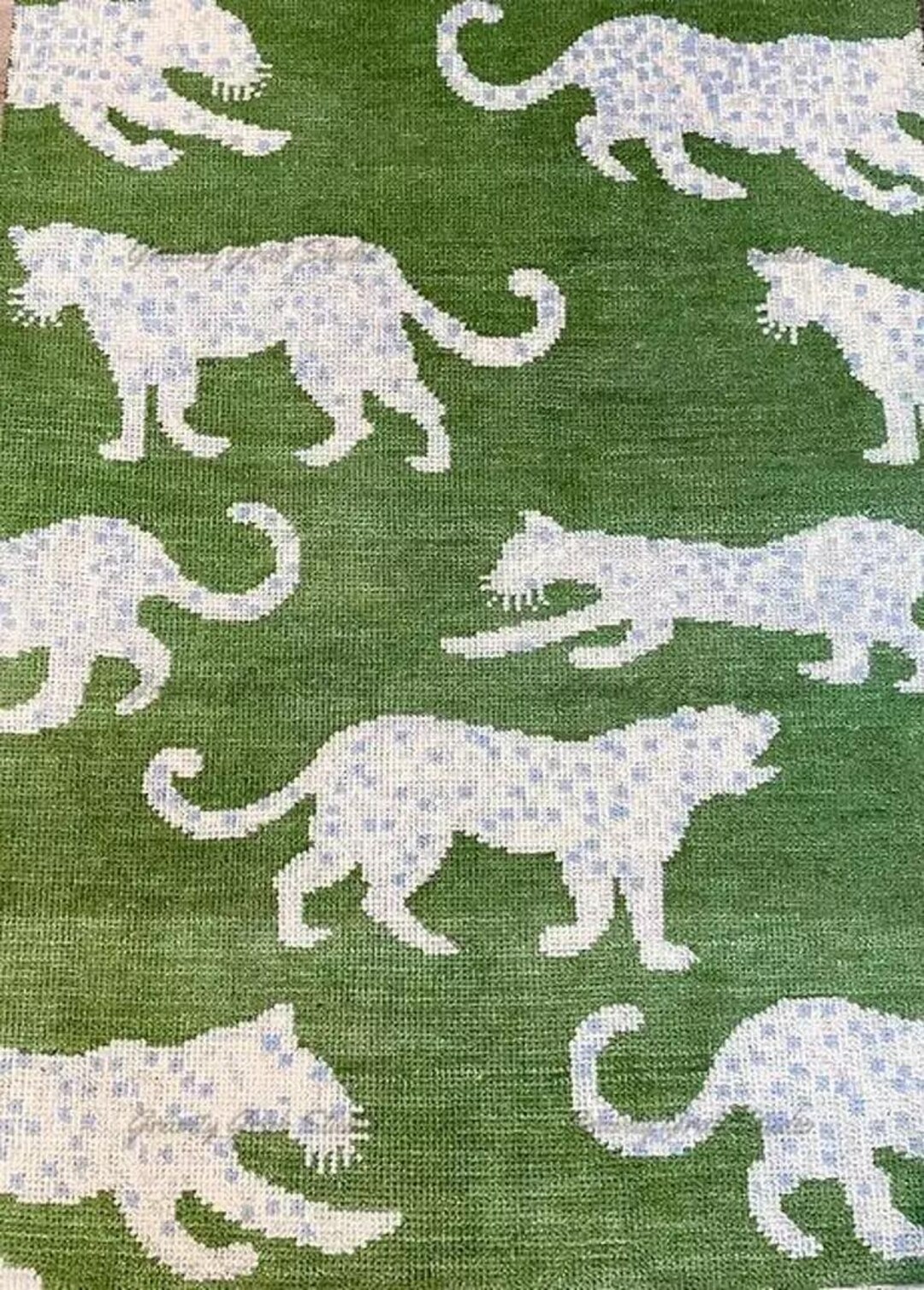 Green Leopard Print Rug, Hand-knotted Wool Rug - Etsy