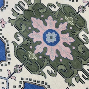 Blue beige green oushak rug Turkish oushak rug modern oushak rug for bedroom living room Hall 6x9 8x10 9x12 custom oushak rug blue oushak