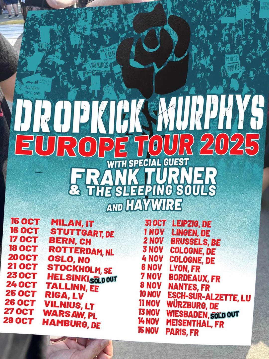 Dropkick Murphys Europe UK Tour 2025 Poster Punk Rock Concert Art Music ...