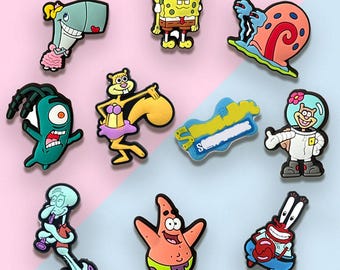 10 Pcs Cute Cartoon Sea Shoe Charms Set, Colorful PVC Clog Charms, Fun Ocean Character Shoe Accessories for Kids & Adults