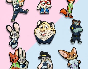 Cute Fox and Bunny Shoe Charms Set, Cartoon Animal PVC Clog Charms for Kids Teens, Fun Sandal Accessories Gift