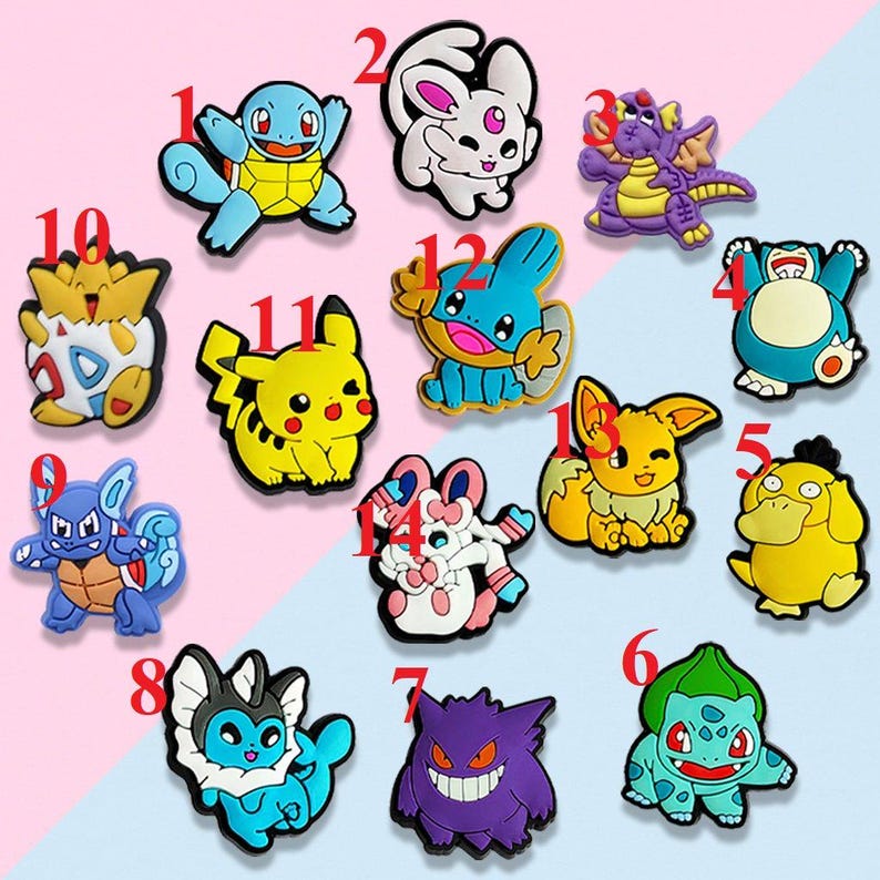 14 Pcs Cute Monster Creature Shoe Charms Set | Cartoon Animal & Fantasy ...