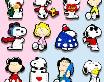 12 Pcs Cute Winter Puppy & Friends Shoe Charms Set | Cartoon Dog , Kid PVC Charms for Clogs | Holiday Party Favor Gifts