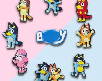 9 Pcs Cute Cartoon Dog Shoe Charms Set, PVC Clog Charms for Kids, Funny Puppy Shoe Accessories, Gifts for Boys Girls