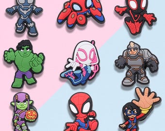 Super Hero Style Shoe Charms Set PVC Clog Accessories Cartoon Action Character Charms for Kids Teens Shoe Decorations