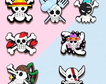 7 Pcs Pirate Skull Charms Set | Ocean Adventure Inspired Shoe Charms for Clogs & Sandals | Fun Gifts for Anime , Sea Lovers