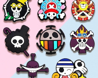 8 Pcs Pirate Crew Shoe Charms Set | Funny Skull Anime Inspired Charms for Shoe & Sandals | Unique Gifts for Anime Fans , Kids