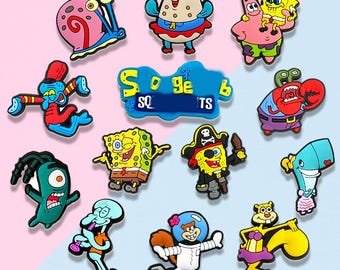 Juego de 13 adorables adornos para zapatos de dibujos animados, divertidos adornos de estilo océano y dibujos animados para zuecos, accesorios de PVC coloridos para niños y adolescentes.
