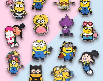 14 Pcs Funny Yellow Cartoon Crew Shoe Charms Set | Cute Banana Character PVC Charms for Clogs & Sandals | Fun Gift for Kids , Adults