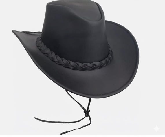 Leather Cowboy Hat Wide Brim & Outdoor Style Western Outback  display picture 1