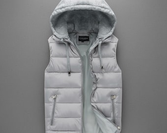 Herren Kapuzenweste - Leichte gesteppte Gilet, lässige Oberbekleidung