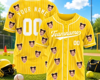Custom Face Baseball Jersey, Personalized Photo Baseball Shirt, Custom Name Number Team Jersey, Funny Face Sports Jersey