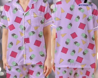 Zoey Cosplay Satin Pajama Set, Kpop Demon Hunters Sleepwear, Huntrix Zoey Loungewear Set, Zoey Costume Pajamas, Turtle Pjs Gift