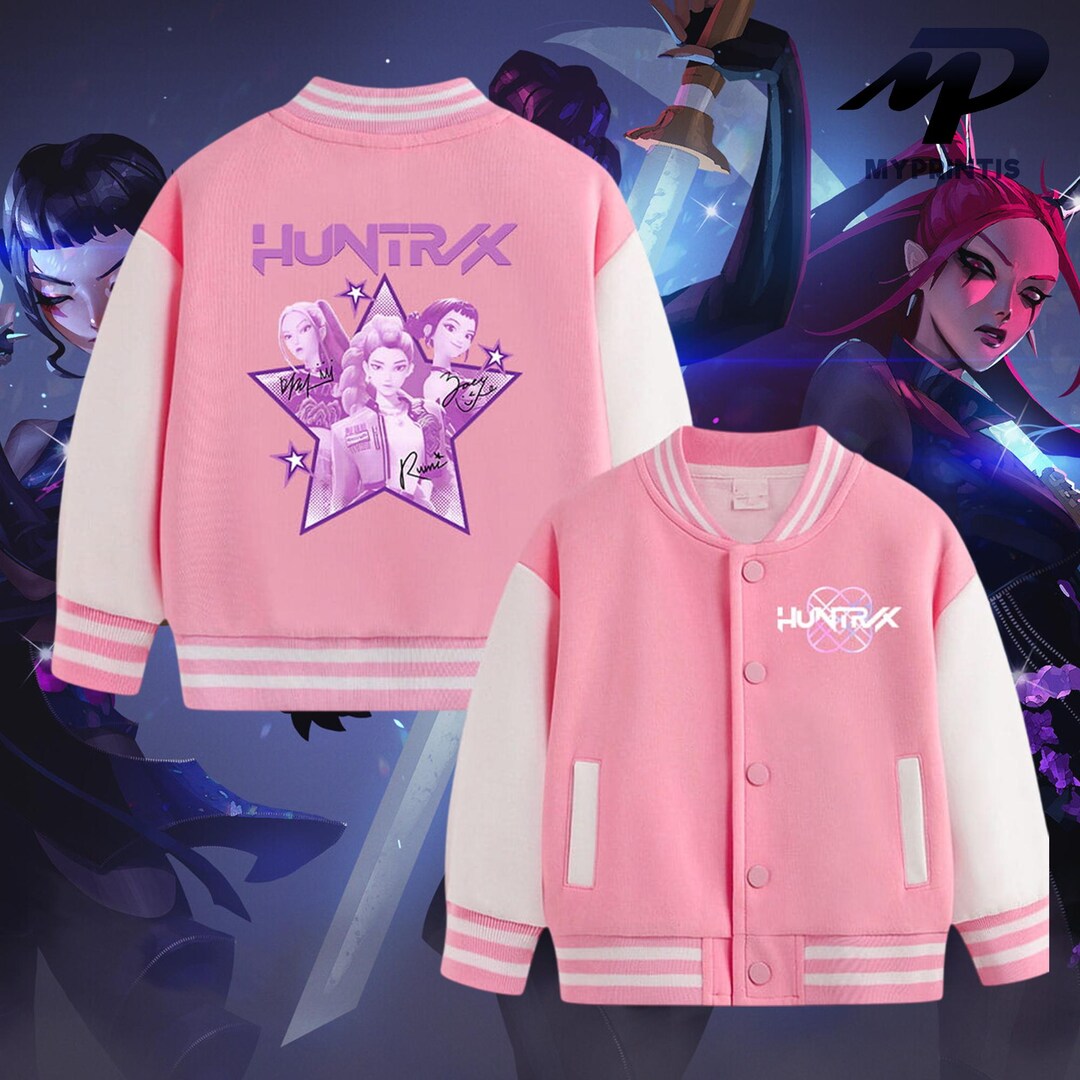 Veste Varsity KKpop Huntrix Pour Enfants - Style Baseball Y2K Avec Motifs Anime