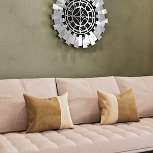 Large Wall Clock Modern | Silver Mirror Design, Large Decorative Clock for Living Room, Modern Unique Home Decor