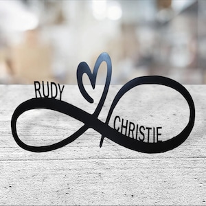 Custom Infinity Heart Metal Sign – Personalized Couples Name Wall Art
