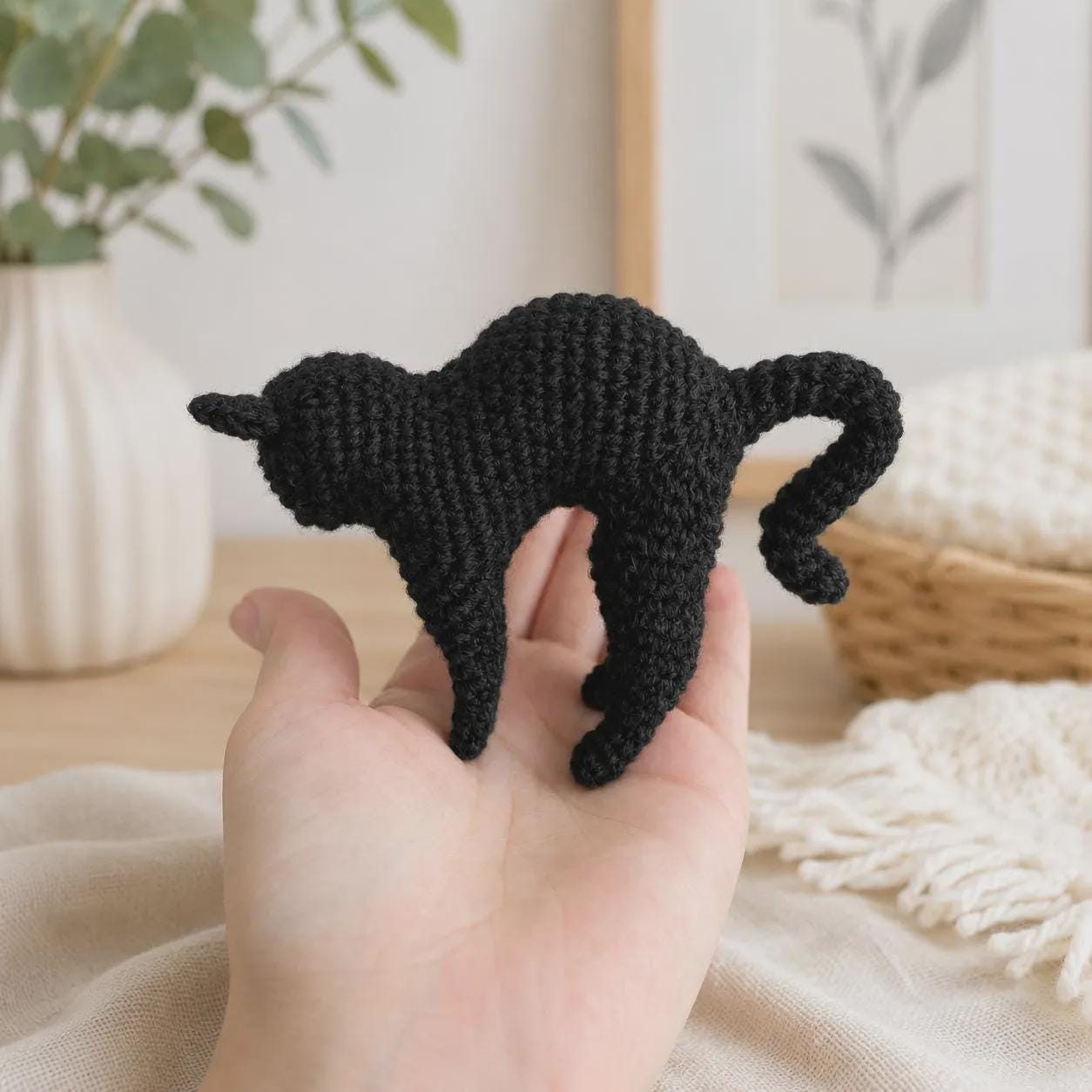 30 Black Cat Crochet Patterns for Amigurumi, Bags, Keychains, and Cozy Handmade Gifts 4 Arched-Back Black Cat Kitty