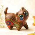 Hand-Carved Wooden Cat Figurine: Unique Desk Decor Cat Lover Gift