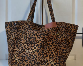 Borsa tote con motivo leopardato di grande capacità per l'università
