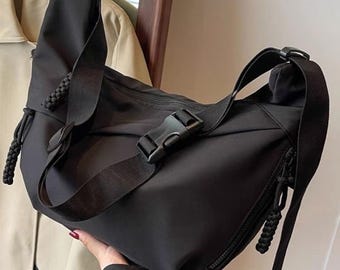 Borsa a tracolla in nylon nero – Borsa a tracolla unisex stile street