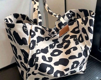 Borsa a tracolla grande con motivo mucca