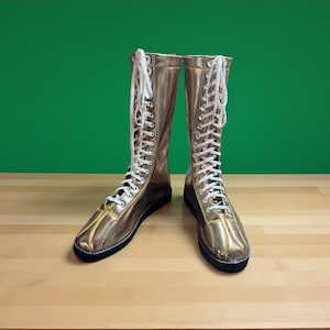 Stivali lunghi da wrestling fatti a mano, scarpe da wrestling in pelle, scarpe da wrestling professionali da uomo, stivali da wrestling professionali, stivali da wrestling con lacci personalizzati