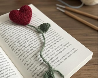 Crochet Heart Bookmark – Handmade Book Lover Gift