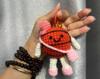 Basketball Crochet Keychain – Handmade Amigurumi Sports Ball Plush, Cute Basketball Bag Charm, Gift for Basketball Lovers