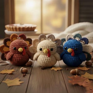 Handmade Crochet Turkey Keychains - Unique Thanksgiving Gifts, Crochet Turkey, Amigurumi Turkey, Thanksgiving Gifts, Thanksgiving Decor