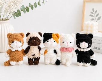 Crochet Cat Plush, Handmade Amigurumi Cat Doll, Cute Kitten Stuffed Animal, Cat Lover Gift, Kawaii Crochet Animal, Custom Cat Gift