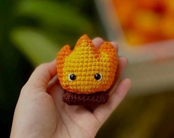 Fire and Water Crochet Keychain – Handmade Amigurumi Plush Charm, Cute Element Friends, Unique Gift for Animation Lovers, Bag Charm
