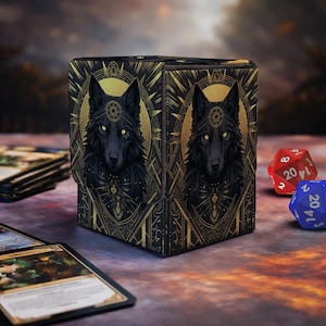 MTG-deckbox, Holy Seal Wolf Head, Commander Storage for Magic the Gathering-kaarten