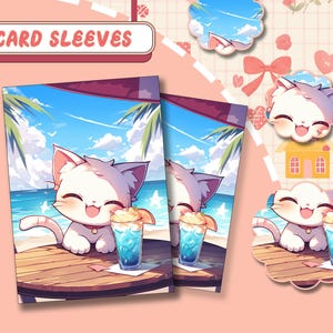 Beach Cat Fun, Premium MTG Sleeves, TCG Card Sleeves – Protect Your Cards with Superior Durability