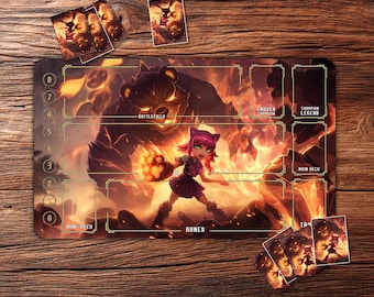 Riftbound Playmat: Annie and Fiery Bear – 24"x14" Custom TCG Mat for Card Games