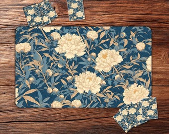 TCG Playmat: Elegant Peony Pattern – 24"x14" Custom TCG Mat for Card Games