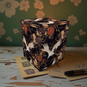 TCG-deckbox: traditioneel kraankunstwerk, schattige Magic The Gathering Box voor je deck, Kawaii MTG Commander Box