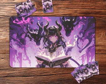 TCG Playmat: Witch & Shadow Dragons – 24"x14" Custom TCG Mat for Card Games