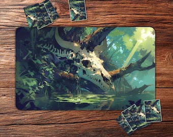 TCG Playmat: Beast Skull by Pond – 24"x14" Custom TCG Mat for Card Games