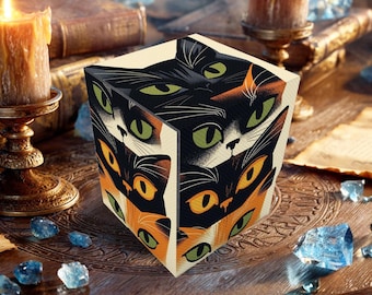 MTG Deck Box Layered Feline Gaze, Commander Storage for Magic the Gathering Cards