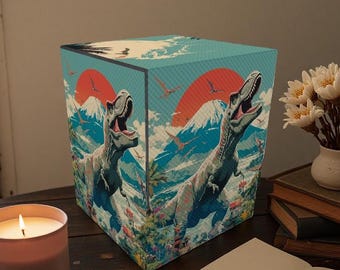 TCG Deck Box: Dinosaur Over Fuji Mountain, Adorable Magic The Gathering Box For Your Deck, Kawaii MTG Commander Box