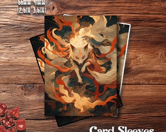 MTG Card Sleeves: Ornamented White Fox Spirit – Durable TCG Protection for Card Games