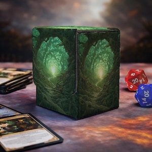 MTG Deck Box, Green Tunnel Holds Sun, Commander Storage for Magic the Gathering Cards