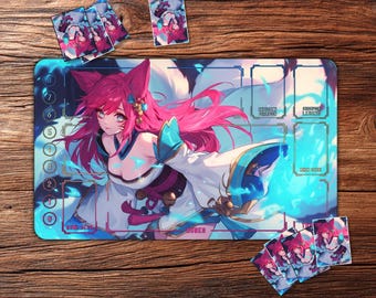 Riftbound Playmat: Pink-Haired Ahri – 24"x14" Custom TCG Mat for Trading Card Games