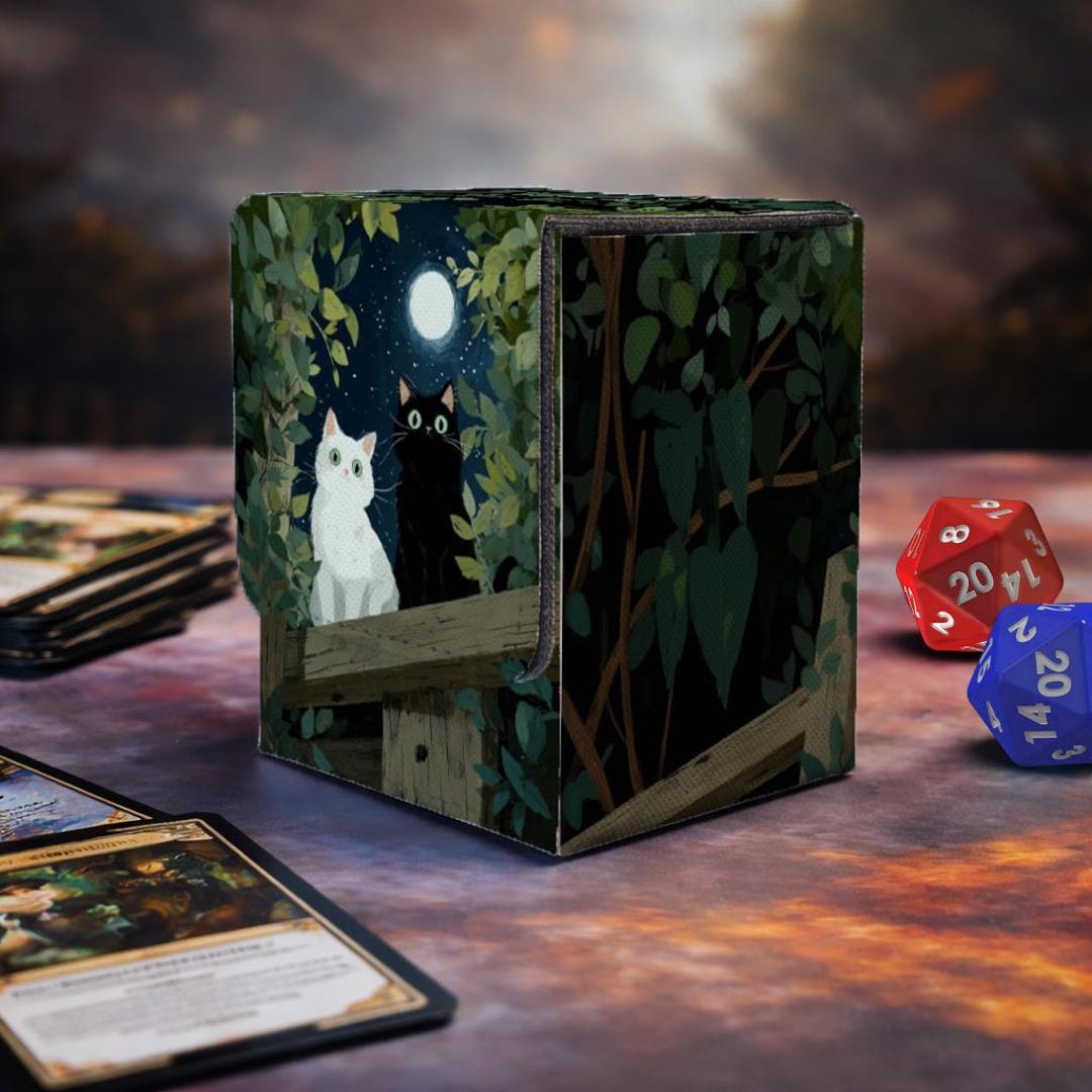 MTG Deck Box – Moonlit Cats Custom Storage for Magic Cards