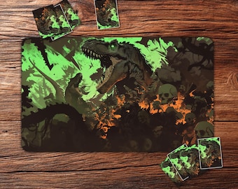TCG Playmat: Fierce Dinosaur Roar Custom TCG Playmat – 24"×14" (350×600mm) for Trading Card Games