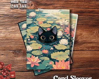 MTG Card Sleeves: Pond Peeking Cat – Durable TCG Protection for Card Games