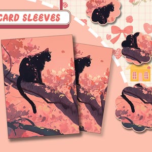 Black Cat on Branch, Premium MTG Sleeves, TCG Card Sleeves – Protect Your Cards with Superior Durability